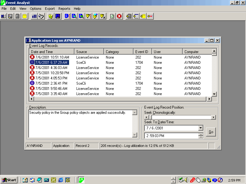 Event Analyst Screenshot